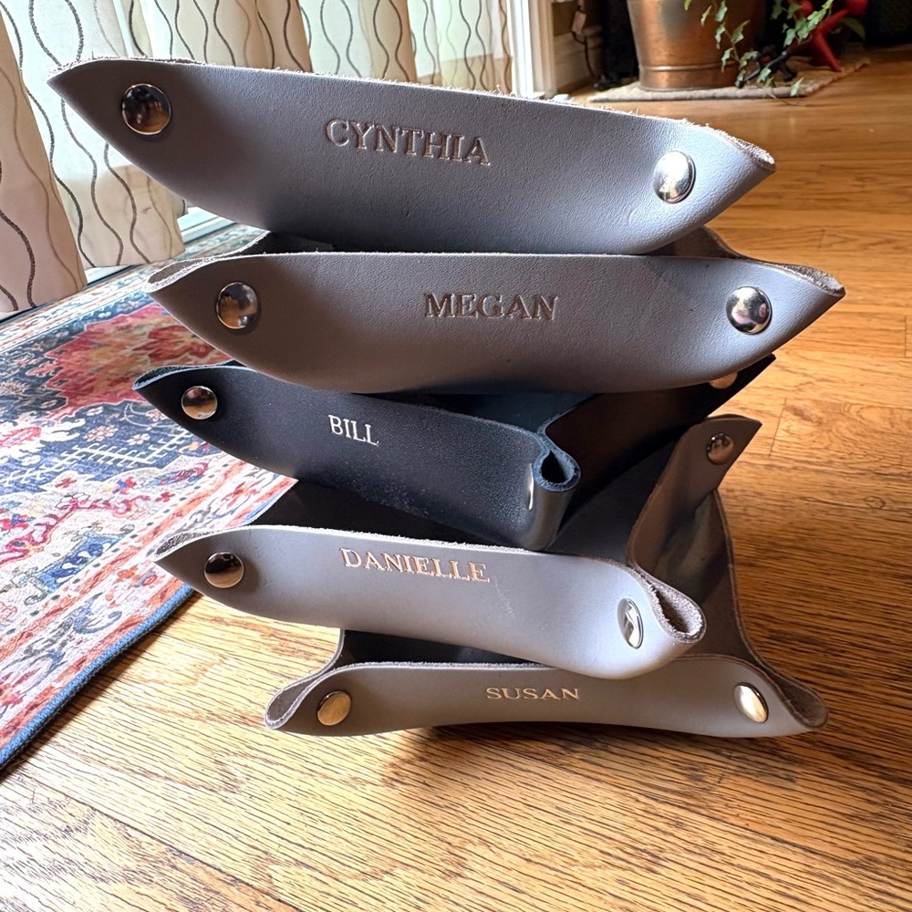 Leather Rivet Valet Catchall Trays